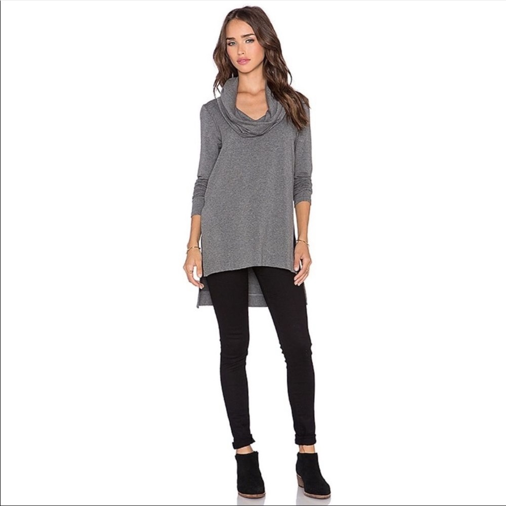 Michael Stars Grey Hooded Cowl Neck Tunic Size Medium